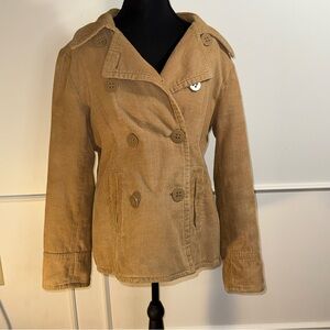 Sz m, St. John's Bay Fawn Colored Corduroy Quilted Jacket, PeaCoat, Soft